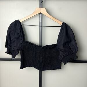 NWT Reformation Mora Linen Smocked Crop Top Size XL